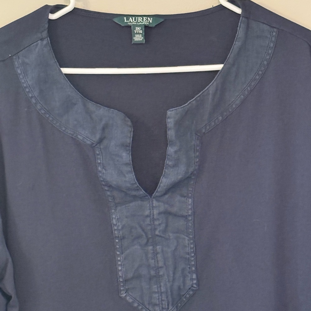 Lauren Ralph Lauren Tunic Womens 3X Black Pullover Blouse - Picture 2 of 12